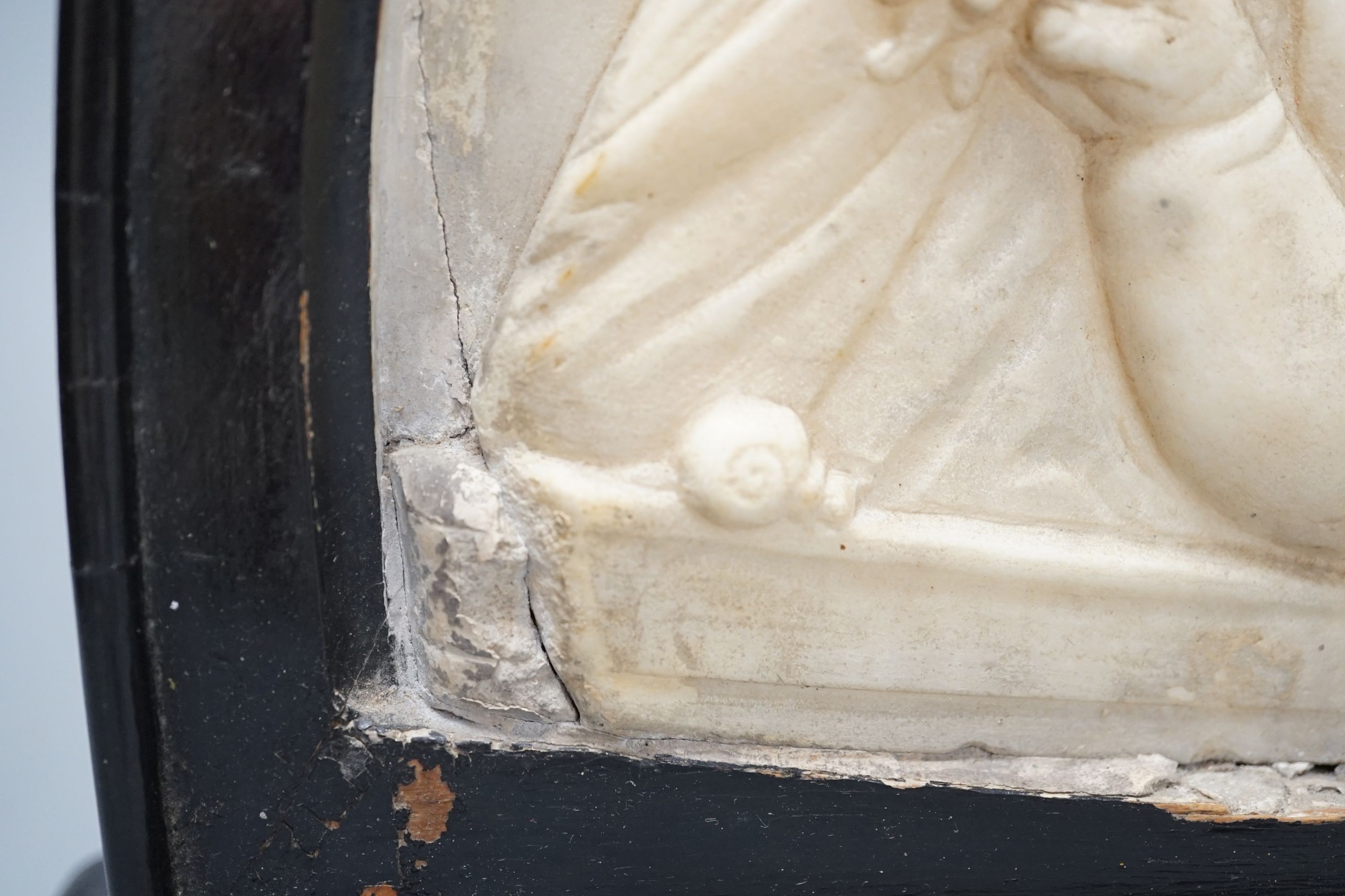 A 19th century carved marble relief of Christ, Dante and Beatrice - 28cm high